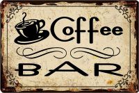 Coffee Bar Sign Tin Signs For Restaurant Rustic Kitchen Shop Coffee Station Decor home decor metal sign garag decor plate