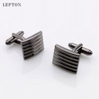 【CW】 Lepton Black Square Arc Stripe Cufflinks For Mens Suit Clasp Hot Sale Classic Business Men shirt cuffs Button cufflink