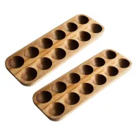 2X 12 Holes Japanese Style Wooden Double Row Egg Storage Box Home Organizer Rack Eggs Holder Kitchen Decor Accessories