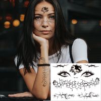 Halloween Face Makeup Body Art Tattoo Fake Black Spider Web Bat Funny Design Waterproof Temporary Tattoo Sticker DIY