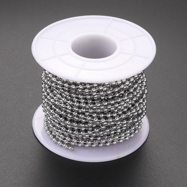 1 Roll 10 Meter Length Stainless Steel Ball Chain 2.4MM Diameter Metal ...