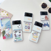 เคสสามชิ้นพิมพ์ลายการ์ตูนน่ารัก Samsung Galaxy พลิก4 Z พลิก3 5G Z พับได้4 Zflip3บานพับฮาร์ดพีซีกันกระแทกป้องกัน Samsung