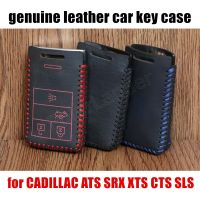 ♞❃ Only Red Only Red fit for CADILLAC ATS SRX XTS CTS SLS Genuine quality leather car key case cover Hand sewing DIY cheap price