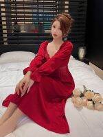 Ao Dai Pure Desire Wind Sexy Ice Silk Sleeping กระโปรงยาวผู้หญิง 2023 ฤดูใบไม้ผลิฤดูร้อนใหม่หรูหราอารมณ์ชุดนอนแม็กซี่กับแผ่นหน้าอก