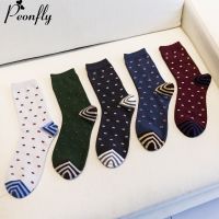 Fashion Mens Cotton Socks Colorful Jacquard Art Socks Hit Color Dot Long Happy Socks Mens Dress Sock 5pairslot