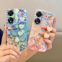 เคสโทรศัพท์สำหรับ Oppo A78 4G 5G ประดับพลอยเทียมรูปดอกไม้ฝาครอบเนื้อนิ่ม TPU พร้อมสร้อยข้อมือรูปหัวใจแฟชั่น