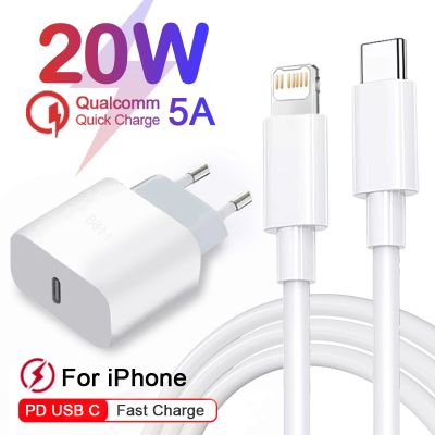 PD 20W Original Charger For iPhone 13 12 11 14 Pro Max Mini Fast Charger XR X XS 7 8 Plus Type-C USB C To Lightning Charge Cable
