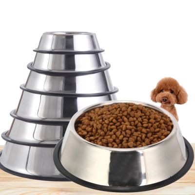Anti-skid Dog Bowls Stainless Steel Pet Bowls for Dogs Cats Food Water Feeder Large Dogs Dishes Puppy Cat Bowl Pet Accessories