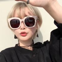 [COD] Korean ins net red same style square thick frame sunglasses beige personality retro big