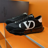 Valentinos รองเท้าวิ่งผูกเชือกรองเท้าผ้าใบอ่อนนุ่มของผู้ชายสำหรับเดินนอกบ้านรองเท้าผู้ชายน้ำหนักเบาลายตาข่ายระบายอากาศได้100%