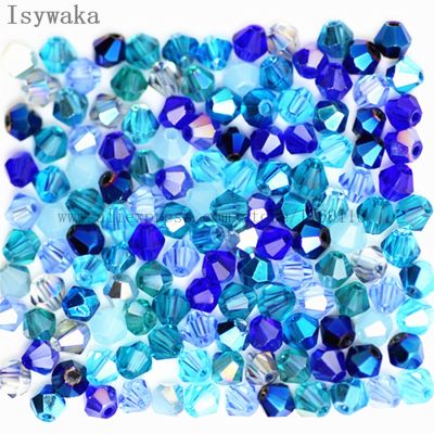 【YF】 Isywaka venda azul multicolorido pçs 4mm bicone áustria contas de cristal charme grânulos vidro solto espaçador grânulo para diy jóias fazendo