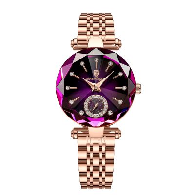 นาฬิกาข้อมือสตรีควอตซ์สเตนเลสสตีลเพชรกันน้ำแฟชั่นนาฬิกาแบรนด์ชั้นนำหรูหรา POEDAGAR สำหรับสุภาพสตรี