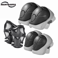 Mantrahua 6ชิ้น/เซ็ต Roller Skate Balance จักรยานขี่ชุดอุปกรณ์ป้องกันเข่า Pads Elbow Pads ปาล์ม Pads เกียร์ความปลอดภัยสำหรับเด็ก