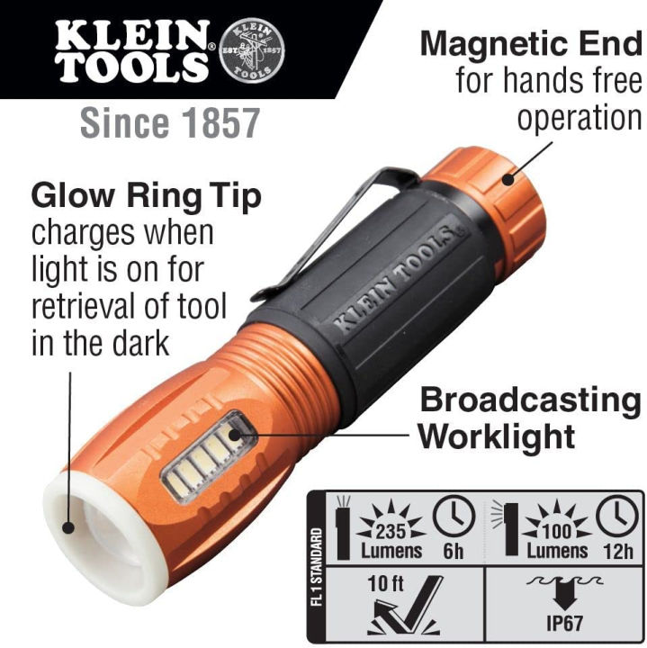 klein-tools-klein-tools-56028-led-flashlight-and-work-light-durable-waterproof-compact-hands-free-magnetic-end-runs-to-12-hrs-for-work-and-outdoor