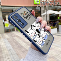 เคส Chenyyka สำหรับ VIVO Y76 5G Y74s Y76s 5G เคสการ์ตูนน่ารัก Pochacco มีน้ำค้างแข็งโปร่งใสแข็งด้านข้างขอบสี่เหลี่ยมรูปแบบกล้องปลอกซิลิโคนกันกระแทกเคสนิ่ม