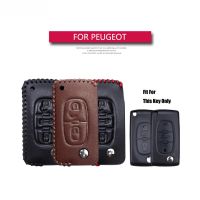 fgjfykjd Remote Leather Car Flip Key Case Cover For Peugeot 307 4008 206 207 301 308 407 2008 3008 108 208 Styling Key Holder Skin Shell