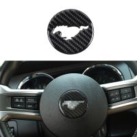 Steering Wheel Center Decoration Cover Trim Sticker For Ford Mustang 2009 2010 2011 2012 2013 Carbon Fiber Car Accessories