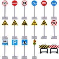 Street Traffic Building Blocks City Road Traffic Signs Blocks Toys Classic City Road Sign Warning Board MOC Bricks Toy Parts