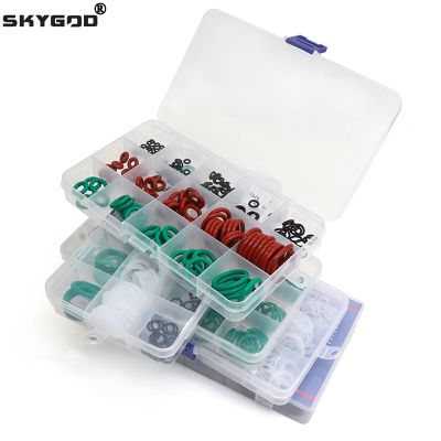 Boxed VMQ NBR FKM O Ring Set Rubber Washer Seals Assortment Red/Black/Green O-Ring Seals Set High Quality For Car Gasket