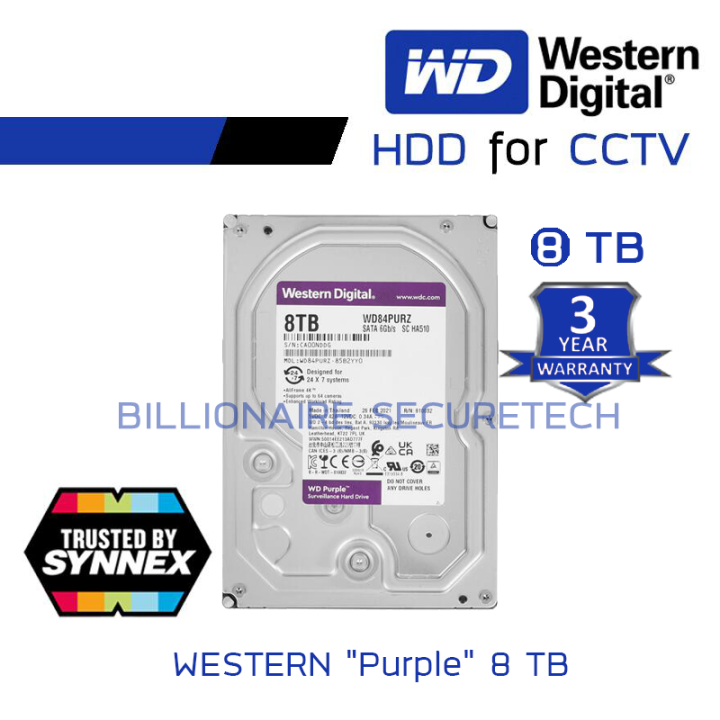 WD Purple 8TB Harddisk for CCTV - WD84PURZ ( สีม่วง ) (by SYNNEX ...