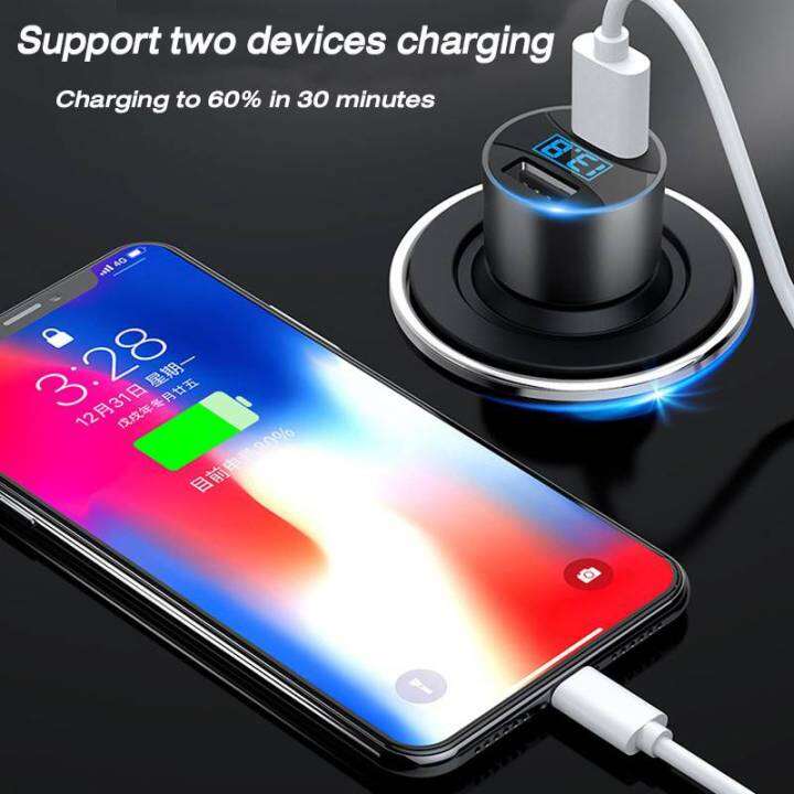 ที่ชาร์จในรถ-5a-ที่ชาร์จแบตในรถ-ชาร์จเร็ว-usb-car-charger-quick-charge-หัวชาร์จ-อะแดปเตอร์-ชาร์จในรถ-qc3-0-มีจอบอกโวลต์-รถยนต์