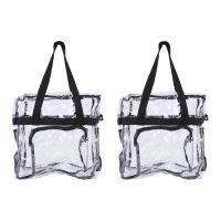 2X Transparent Tote Bag Stadium Security Travel and Gym Clear Bag, See Through Tote Bag for Sports Games and Concerts