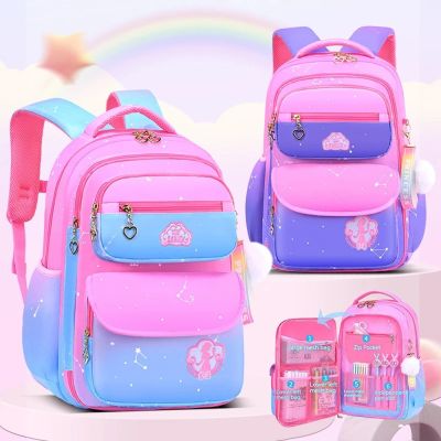 Primary School Bag For Girls Students Cute Gradient Barbie Pink Color Childrens Backpack Large Capacity Kids Rucksack Mochila