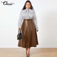 Celmia Winter PU Leather Skirts 2021 Autumn Women OL Solid Office Retro Midi Skirts Plus Size Party Skirt High Waist Midi Skirt