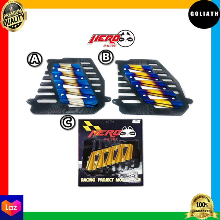 LEGIT COD RADIATOR COVER FOR NMAX/AEROX GOLD+BLUE YAYAMANI TITANIUM