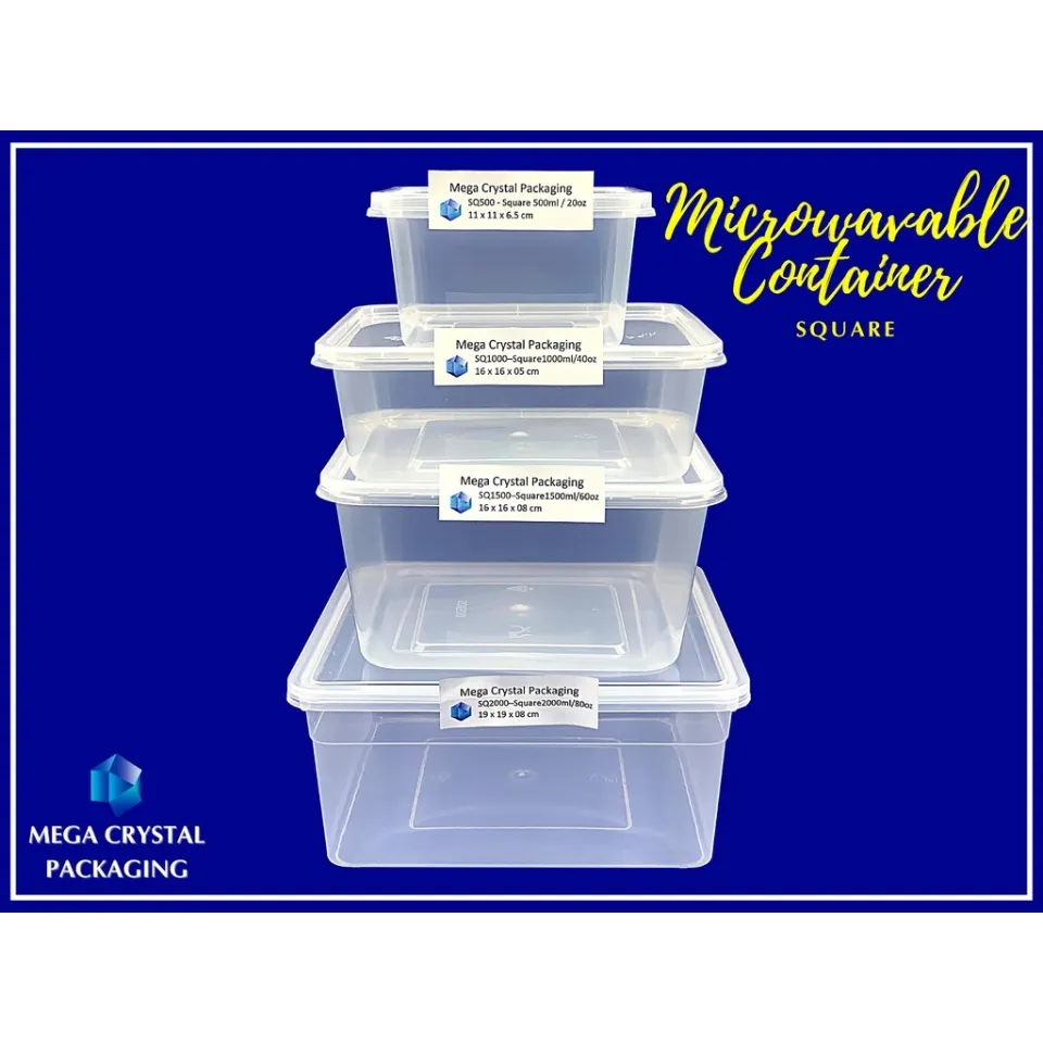 Microwavable Plastic Container Square SQ1500 10pcs/pack