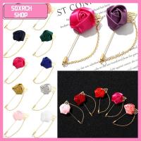 SQXRCH SHOP ใบไม้สีทอง Lapel Pin เข็มกลัดดอกไม้ ตกแต่งงานแต่งงานเจ้าสาว เข็มกลัดดอกกุหลาบ เสื้อยกทรงผู้ชายที่ดีที่สุด ชุดแต่งงานสำหรับผู้ชาย เจ้าบ่าว Boutonniere