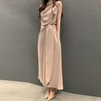 เสื้อผ้าแฟชั่นสำหรับสุภาพสตรี Korea is elegant chic French heap heap get bind accept waist show thin sleeveless vest dress dress in female