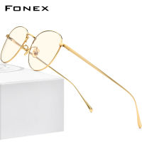 FONEX Pure Titanium Anti Blue Light Blocking Glasses for Women Retro Oval Eyeglasses Men 2020 New Vintage Optical Eyewear 30015