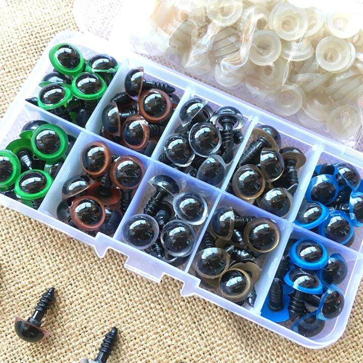 100ชิ้น8มม-10มม-12มม-สีผสมพลาสติกความปลอดภัยของสัตว์ตาสำหรับของเล่นตุ๊กตาหมียัดไส้สำหรับตุ๊กตาหัตถกรรม-amigurumi-กล่องอุปกรณ์เสริม