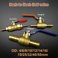 4/6/8/10/12/14/16/19/25/32/40/50mm Hose Barb Red Handle Valve Inline Brass Water Oil Air Gas Fuel Line Ball Valve Pipe Fittings