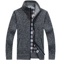 2023 Autumn Winter Mens Sweater Coat Faux Fur Wool Sweater Jackets Men Zipper Knitted Thick Coat Warm Casual Knitwear Cardigan
