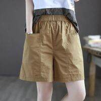 Pure Cotton [one free shipping] new large size five-point straight loose thin pants high waist slimming and wide leg shorts 2023