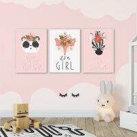 Pink Fox Woodland Animal Nursery โปสเตอร์ Wall Art ภาพวาดพิมพ์ภาพสำหรับห้องเด็ก Modern Home-ปรับแต่ง Artwork