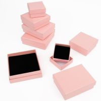 1PC Pink Kraft Paper Jewelry Box Bracelet Necklace Ring Earring Boxes Handmde Wedding Gifts Packaging Box Jewelry Accessories