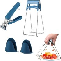 Kitchen Hot Plate Gripper  Stainless Steel Bowl Clip  Kitchen Tongs  Bowl Dish Pan Clips Tongs  Silicone Gloves - Avoid Scalding Pots Pans