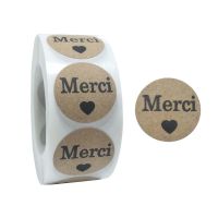 500pcs/Roll Kraft Merci French Thank You Labels Stickers Envelope Package Seal
