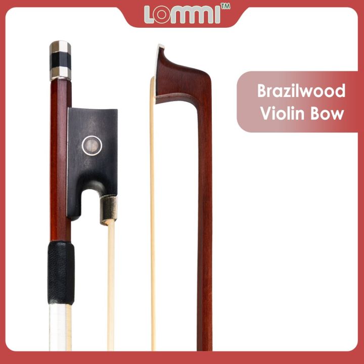 lommi-advance-4-4-full-size-violin-bow-brazilwood-bow-real-horse-hair-octagonal-stick-silver-mount-light-weight-well-balanced