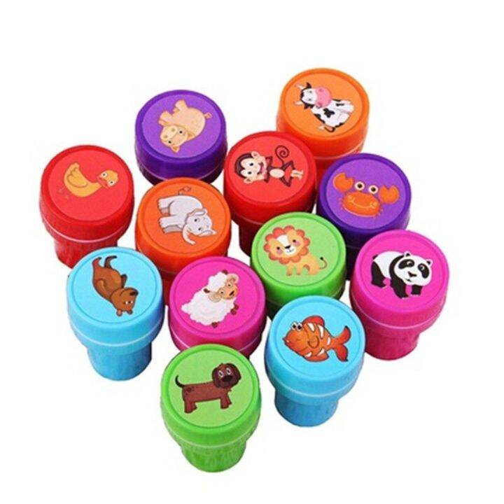 12pcs-box-children-toy-rubber-stamps-cartoon-fruits-kid-seal-diy-scrapbook-photo-album-decor-stamper-high-quality-simple