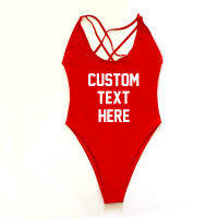 CUSTOM TEXT 2021 New Swimsuit Women Bathing Suit Cross Back Swimwear Bikini High Cut Low Back monokini Beachwear maio