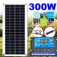 300W Solar Panel Kit Dual USB Output 12V With 60A Controller Solar Cells For Car Yacht RV Boat Moblie Phone Battery Charger Wires Leads Adapters