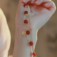 【LF】 Natural red agate bracelet ins niche design transfer Zhufu brand pendant gift bracelet female summer 2022 new