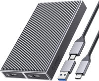 ORICO Dual M.2 NVMe SSD Enclosure, USB C to M2 Adapter for M Key PCIe 2230/2242/2260/2280 M.2 SSDs,Tool-Free Installation Aluminum M.2 Reader Support Trim and UASP up to 2x4TB-BM2-2N Dual M.2 NVMe+NVMe