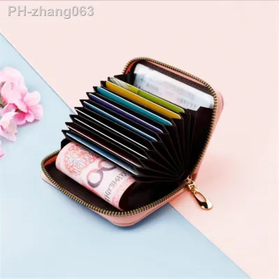 PU Leather Men Women Card Holder Small Zipper Wallet Solid Coin Purse Accordion Design rfid ID Business Credit Card Bags