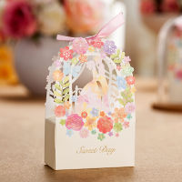 50PcsLot Wedding Event Party Decoration Gift Box Bride and Groom Style Candy Box Flower Gift Bag Wedding Gifts For Guests