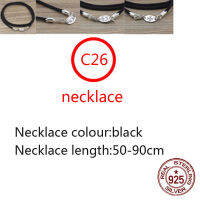 C26 s925 sterling silver rope necklace neck rope lovers silver accessories leather rope buckle brand black rope lanyard new hot